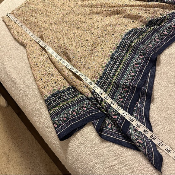 Veronica Beard Natalija Silk Handkerchief Hem Midi Skirt Cream Abstract Print - Picture 9 of 12